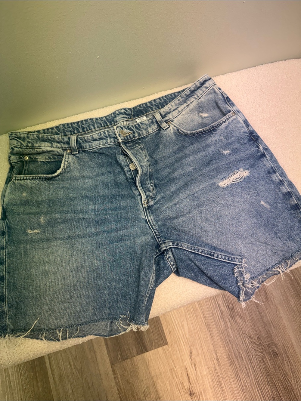 Women's Blue Distressed Jean Shorts